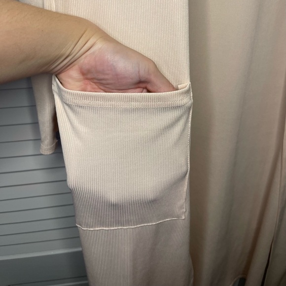 Grace Karin Long Sleeve Duster Length Open Front Pink Cardigan with Pockets - Picture 3 of 7